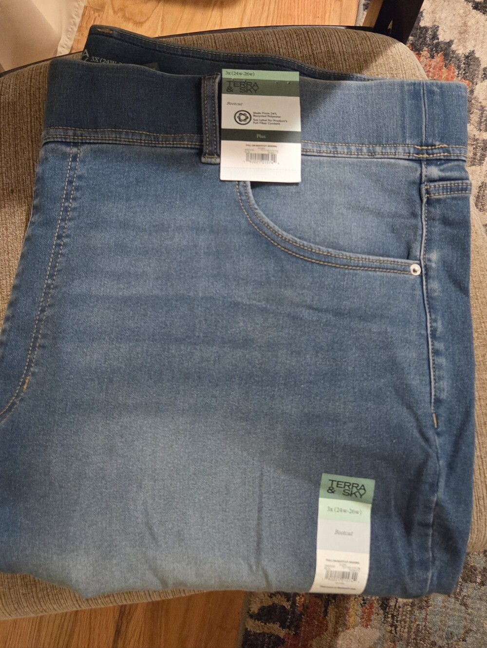 Terra & Sky denim jeggings - medium blue wash, 3X (24-26)